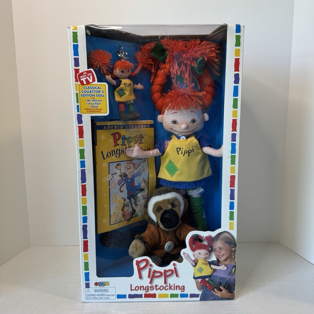 Pippi Longstocking Collector's Edition Doll W/book & Accessories Vintage New Box